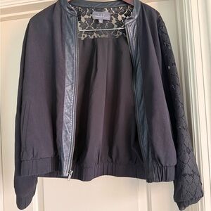PJK Patterson J. Kincaid Black Lace Bomber Jacket